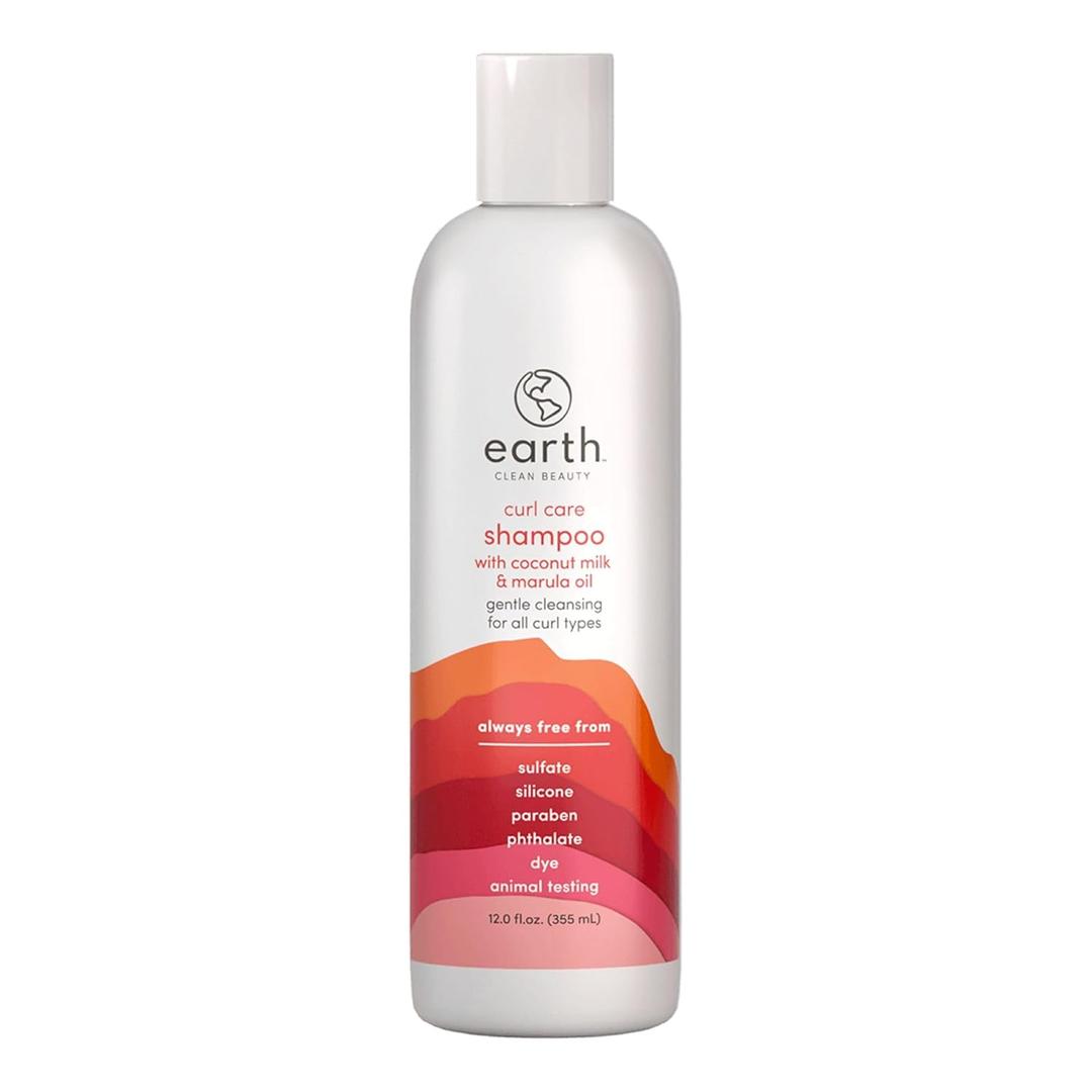 earth Curl Care Shampoo - Moisturizing Shampoo Promotes Hair Growth - Sulfate Free with Coconut Milk and Marula for All Curl Types - 12 oz