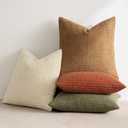 MIULEE Modern Farmhouse Decorative Pillow Covers 18x18 Inch Set of 4 Natural Rustic Throw Pillows Neutral Warm Soft Corduroy Couch Pillowcases Home Decor for Sofa Living Room Bed Brown Green