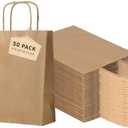 FACEBAG 50-Pack Brown Paper Bags with Handles Bulk, 8x4.25x10.5 Inches,Medium-sized Gift Bags with Handles for Party FavorsTake-OutGrocery Shopping & RetailReusable & Durable