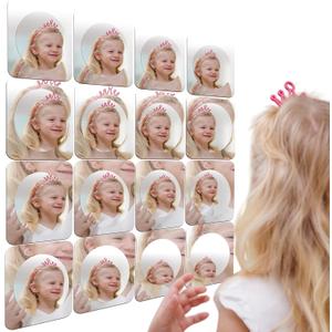 Handepo 16 Pack Sensory Bubble Wall Mirror 10" Interactive Acrylic Mirrors for Wall Decor Sensory Toddler Mirror Toys for Kids Classroom Home Visual Tactile Stimulate Cognitive