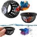 2pcs Floating Bettas Hide & Shrimp Cave Fhiny Bettas Tunnel Aquarium Fish Hideout Shrimp Cave Aquarium Decor for Small Fish(Color:Black)