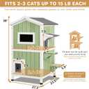 2-Story Weatherproof Wooden Outdoor Cat House
