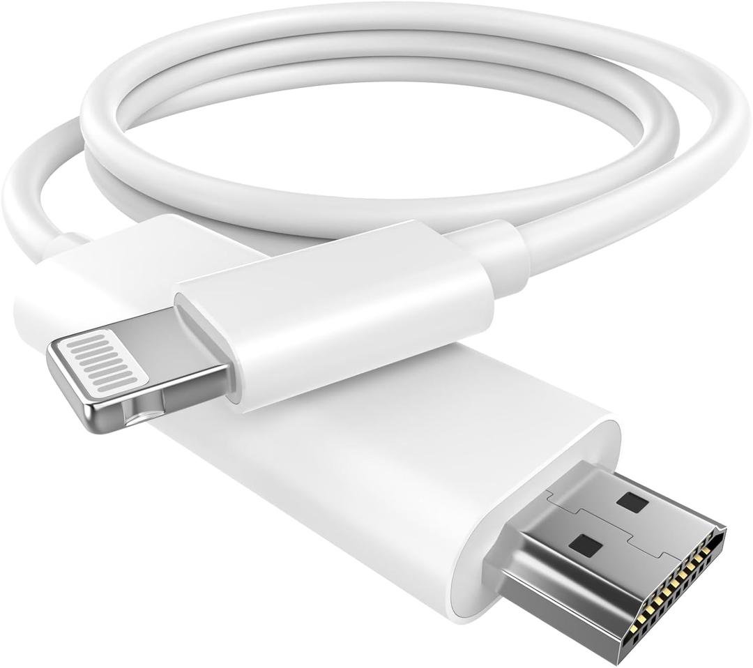 [Apple MFi Certified] 2 in 1 Lightning and USB-C to HDMI Adapter for iPhone,4K@60Hz DVI Lightning Type C Digital AV HDMI Adapter Cord for iPhone 17 16 15 14 13 12 11 to TV Projector Monitor