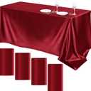 TURSTIN 4 Packs Satin Tablecloth 102 x 58 Inch Overlay Satin Table Cover Rectangle Bright Silk Tablecloth Smooth Fabric Table Decoration for Wedding Banquet Party Events, Burgundy