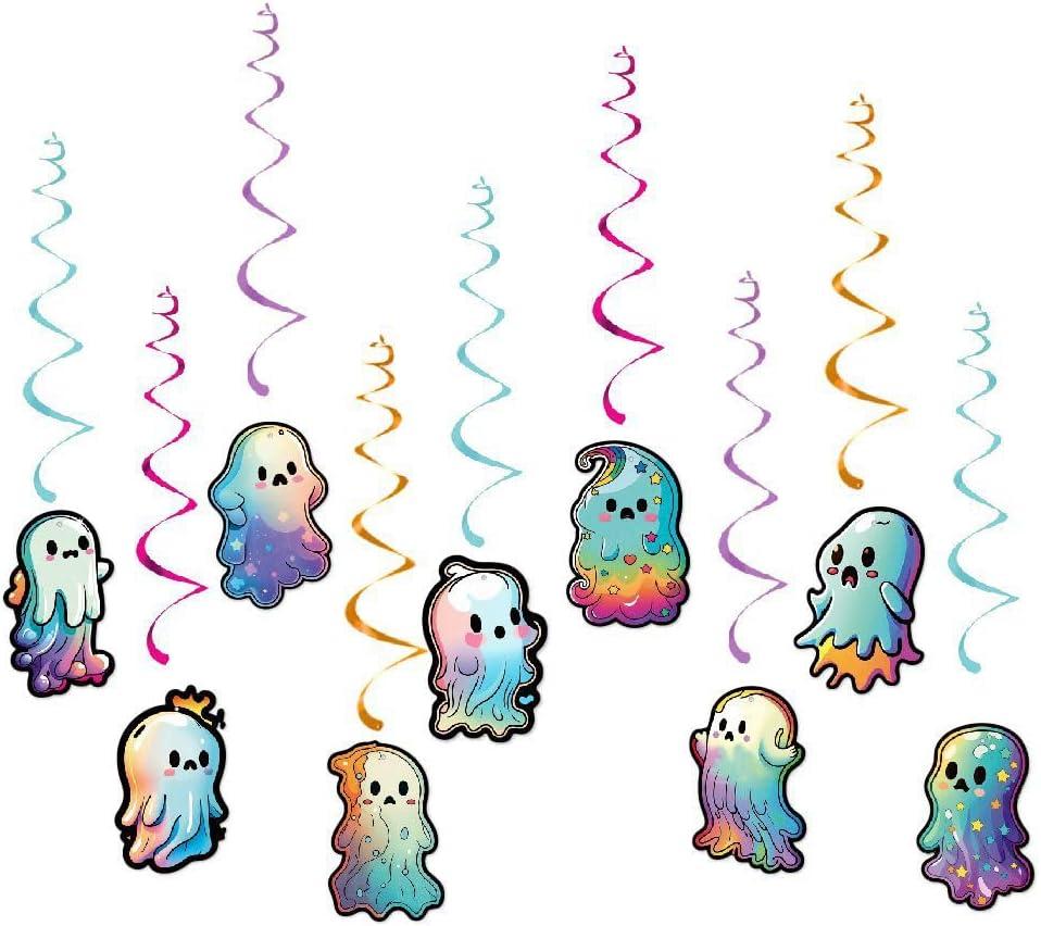 Halloween Decor Ghost Pull Flag Ghost Festival Bar Decoration Cute Ghost Spiral Pendant Hanging Decor Sign