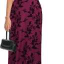 Women's Sexy V Neck Sleeveless Mesh Maxi Dresses Summer Casual Elegant Long Floral Dress Wedding Guest Cocktail Party (Large, Magenta)