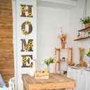Geetery 4 Pcs Sunflower Kitchen Wall Decor Accessories Wood Rustic Sunflower Home Letters Decor Hanging Wall Art Signs Decorations for Home Living Room Kitchen Bedroom (Brown)