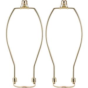 9 Inch Brass Lamp Harp Holder Kits with Finials and Detachable Saddle Bases, Light Duty, Saangseon Set of 2 DIY Lighting Accessories Horn Frame Lampshade Brackets