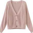 TASAMO Women's Long Sleeve Knit Sweater Open Front Cardigan Button Loose Outerw S, 05 Light Pink