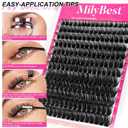 MilyBest Lash Clusters Kit Wispy, 10-18mm Fluffy Volume 100D Eyelash Clusters D Curl - Reusable DIY Lash Extension Kit for Beginners, Thick Cluster Eyelash Extensions with Bond and Seal Tweezers