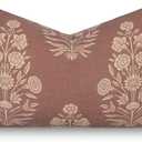 Crumbs Home Modern Farmhouse California Casual Indoor Outdoor Lumbar Pillow Cover, 12"x20" Water Repellent for Patio, Backyard, Couch, Poolside, Cocoa Brown Tan Print Floral