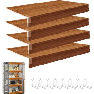 Demine 4 Pack Wire Shelf Liners, 24x12 Inch Thick Waterproof Wood Grain PVC Covers for Wire Shelving, Non-Slip & Easy to Clean Shelf Mats for Pantry, Closet, Kitchen, Bathroom