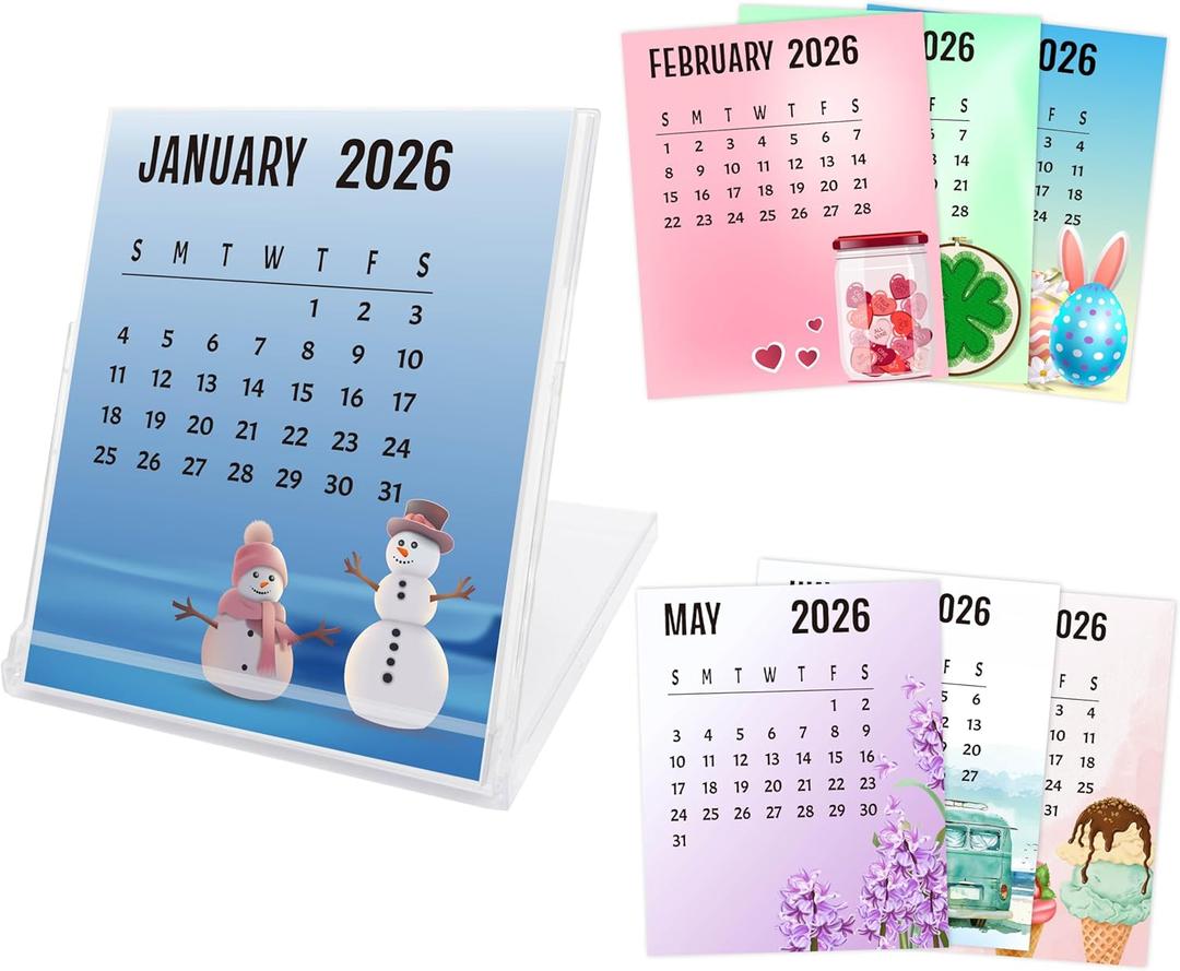 2 x Desk Calendar 2026-2027, Small School Year Calendar (January 2026 to June 2027), Colorful Monthly Desktop Calendar for Home Office Table Desk Decoration, Gifts for Friends Coworkers-05