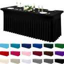 Moosfor Spandex Fitted 6FT Rectangle Tablecloth, Elastic Stretch Wrinkle Resistant Table Skirt, Washable Reusable Table Cover for Wedding, Banquet, Party, Events (Black, 72Lx30Wx30H Inch)