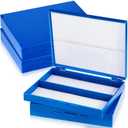 4 Pcs Microscope Slide Storage Box, Plastic Microscope Glass Slide Holder with Latch Lock for 25mm  75mm Microslide (100place,7.87 x 6.30 x 1.26 Inches,Blue)