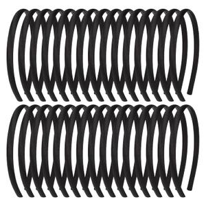 Black Headbands for Girls 30Pcs DIY Craft Head Bands Hard Thin Headband Rubber Plastic Hairbands for Kids Teens Party Favors (1 Count (Pack of 30))