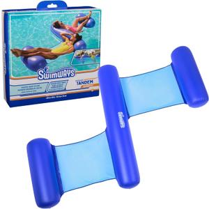 2 x SwimWays Spring Float Premium Hammock Pool Lounger, Inflatable Pool Floats Adult with Fast Inflation for Ages 15 & Up