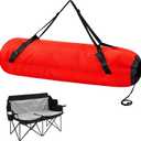 Double Camp Chair Replacement Bag, 48 Inches Heavy Duty Large Storage Bag, Nylon Folding Carry with Shoulder Strap Heavy Duty for Outdoor Camping Travel (Chair is Not Included)(Red)