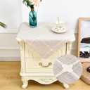 NEWISHER Farmhouse Embroidered Plaid Tablecloth Lattice Fabric Bedside Table Cloth Rustic Checkered Brown Small Square End Table Cover Nightstand Tables Tabletop Home Decor 24 x 24 inch