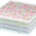 12x12 Paper Storage, 4 Pack Stackable Scrapbook Paper Containers Storage, Art Supply Storage Organizer, U-Shaped Locking Mechanism, Ideal for Office, Home, and School Document Organizer