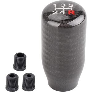 muge racing Carbon Fiber Shift Knob for Manual Vehicles, Carbon Fiber Gear Shift Knob, 5 Speed Black