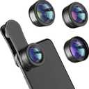 Phone Camera Lens,Upgraded 3 in 1 Phone Lens kit-198 Fisheye Lens + Macro Lens + 120 Wide Angle Lens,Clip on Cell Phone Lens Kit Compatible with Samsung Android Smartphones