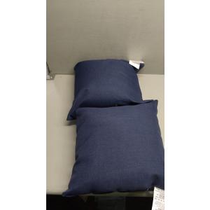 MIULEE Pack of 2 Decorative Outdoor Solid Waterproof Throw Pillow Covers Faux Linen Garden Farmhouse Cushion Cases for Patio Tent Balcony Couch Sofa 18x18 inch Navy (18" x 18" (Pack of 2))