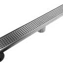 Neodrain Chrome 24-Inch Linear Shower Drain with Removable Quadrato Pattern Grate, Polished 304 Stainless Steel Rectangular Shower Floor Drain,with Leveling Feet, Hair Strainer