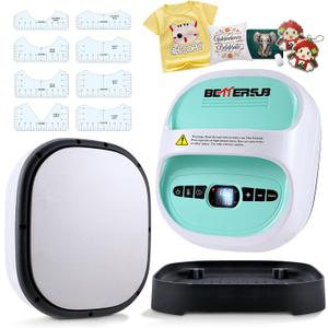 BetterSub Heat Press Machine for T-Shirts, Portable Heat Press, Iron Press for Sublimation and HTV Vinyl Shirt Press Machine for Hat, Bags, Heating Transfer Projects (8.3"9.7" Teal)
