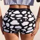 SHENHE Women's Cow Print Boyshorts Panties Low Rise Cute Boxer Underwear (Black, S)