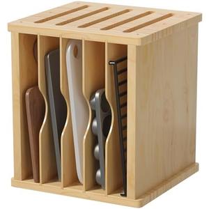 tonchean 6 Tier Wooden Tray Dividers for Cabinets, Kitchen Vertical Divider Organizer, Baking Tray Organizer for Storing Baking Sheets, Pans and Cutting Boards, 13.1" W x 16.6" H x 12.4" D
