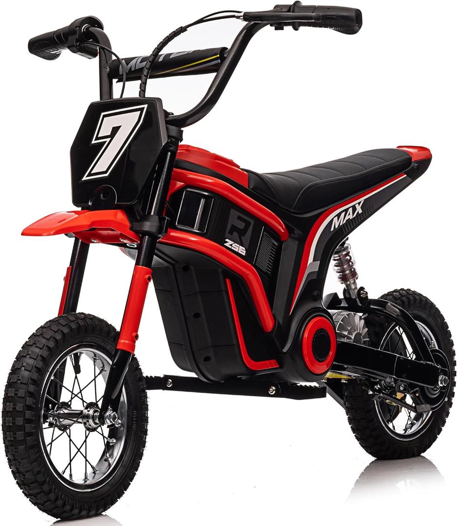 Garvee Kids Ride On Electric Dirt Bike,Kids All Terrain Electric Motorcycle,24V 350W Ride On Toy for Toddlers, Up to 14.5 MPH,Load 135 Lbs,Shock Absorption