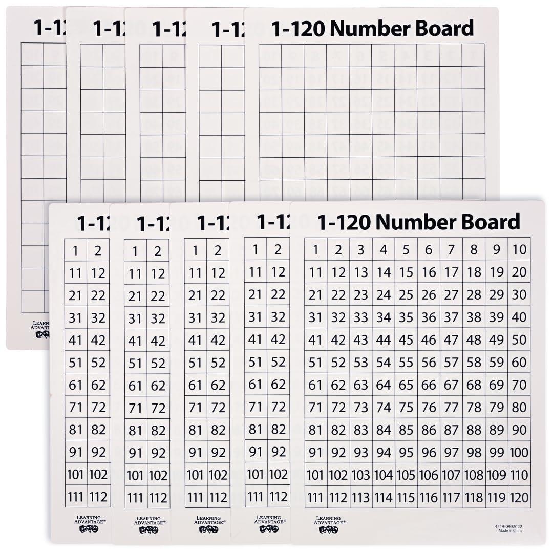 LEARNING ADVANTAGE Dry Erase Boards - Numbers 1-120 - Set of 10