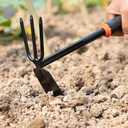 Garden Tool Set, 7 Pieces, Gardening Tool Kit Including 2 Shovels, Rakes, Cultivators, and Transplanting Tools, Rust-Resistant Iron Tools, Rubber Grip Handles 