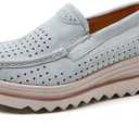 Slip On Loafers Women's Shoes - Breathable Mesh Thick Sole Non-Slip Flat-Bottom Comfy Platform Low Top Comfort Wedge Shoes 3088-2h Light Grey 39