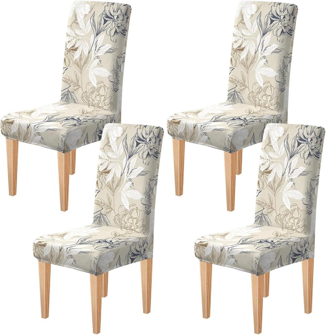 Dioxide High Stretch Chair Covers for Dining Chairs, Washable Dining Chair Covers Set of 4, Soft Kitchen Chairs Seat Covers, Parsons Chair Slipcovers Protectors for Home Hotel Restaurant Banquet