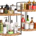 2 Pack Bathroom Counter Organizer, 2 Tier Corner Bathroom Counter Organizer Wooden Vanity Organizer for Bathroom Organizers and Kitchen Storage Dresser Decoration (Yellow)