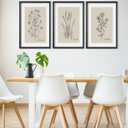 TQianJiang Set Of 3 Framed Vintage Botanical Prints Wall Art 16"11" Wildflower Pictures Wall Decor for Bedroom Bathroom Living Room Minimalist Line Drawing Neutral Tones Wall Hanging (Black)