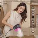 Travel Steamer for Clothes Portable: 2-in-1 Handheld Garment Steamer Iron, 15s Heat Up, 5 Adjustable Steam - 1200W, 110-120V, Large Ceramic Panel, Home & Business Travel, Elegant Pink