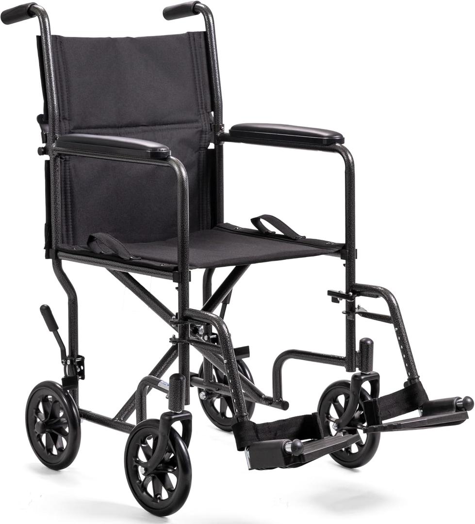 Invacare Transport Wheelchair for Adults, Compact Lightweight Wheel Chair with Foldable Backrest, 19in Seat with Seatbelt, Swing-Away Footrests, Portable Steel Travel Transfer Chair