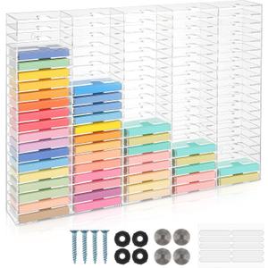 DoubleFill 100 Slot Clear Acrylic Cassette Tape Storage for Easy Sorting and Organizing of Cassette Tapes, Stamp Pads, Playing Cards, Card Decks and More, Holder for Desktop, Wall Mounted