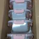 C CREST [10 Pack] Glass Meal Prep Containers, Food Storage Containers with Lids Airtight, Glass Lunch Boxes, Microwave, Oven, Freezer and Dishwasher Safe (Pink)