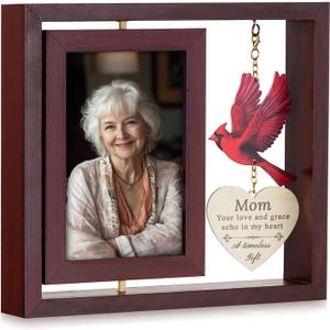 Memorial Gifts for Loss of Mom: Double 4x6 Photos, Cardinal Sympathy Picture Frame for Mother, Remembrance Gift in Loving Memory with Touching Text