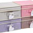 YueYue Foldable Fabric Closet Organizer Bins Box Storage - 4 Pack 12.4 X 12 X 6.7 Inch Storage Bins With Lids 4 Light Color Basket Boxes - Bins Storage Box Collapsible Cloth Home Lid (Light Gray/Pink/Purple/Light Brown)