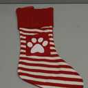 Large Christmas Stockings Knitted Red Strips Dog Paw Hanging Stockings Christmas Socks Double Sided Fireplace Hanging Stockings for Xmas Party Decoration Winter New Year Party Favors Holiday Supplies