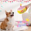 Dog Birthday Cake Toy 5.9", Larger Plush Dog Gift with Electronic Music Box, Plays Happy Birthday Song & Puppy Bark Melody, Party Decoration for All Breeds Dogs, Pink