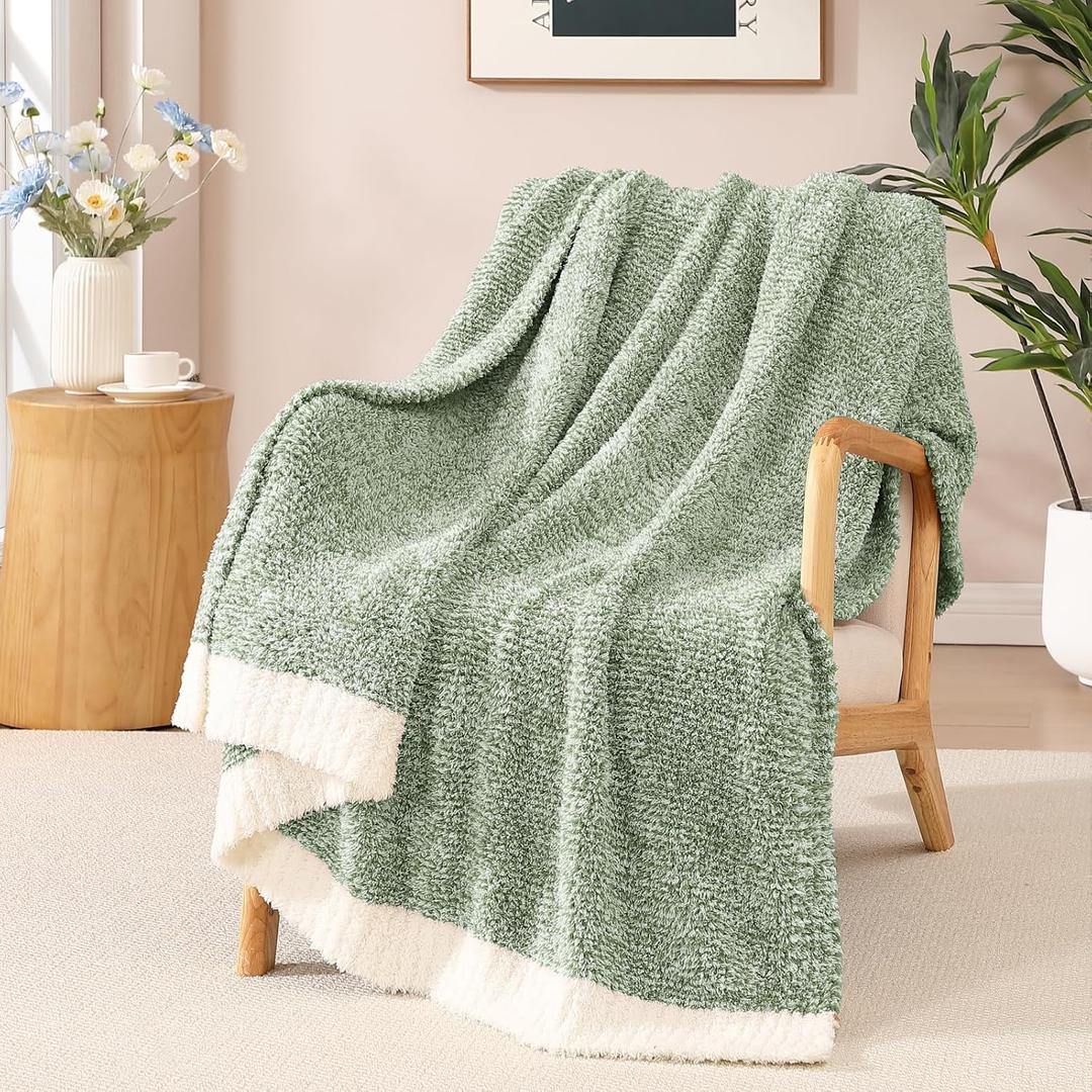 WRENSONGE Throw Blanket Cationic Dyeing Green Soft Cozy Fluffy Warm Hand Made Throw Blankets for Couch, Sofa, Chair, Bed, Camping, Picnic, Travel Lightweight Bed Blanket - 50"x60"