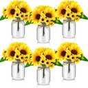 6 Set Centerpiece Table Decorations Mason Jar Table Centerpiece with Flower Mason Jar Wedding Centerpieces Vases Decor for Reception Engagement Party Bridal Shower (Sunflower)