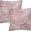 Rose Gold Leopard Throw Pillow Covers 18 X 18 Inch Set of 2 Pillow Cases Decoration Cushion Cover for Sofa Bedroom Living Room Outdoor