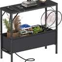 Skinny Console Table with Charging Station and Storage Basket, 31.5'' Couch Table Behind Sofa, Small Entryway Table, Narrow Sofa Table for Hallway, Foyer, Living Room, Black